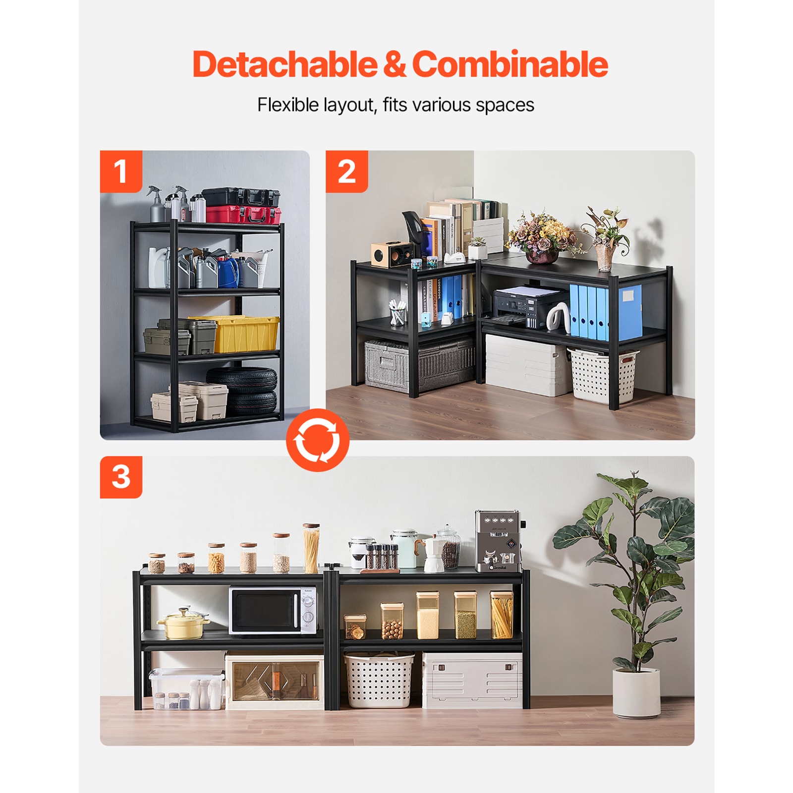 4-tier Garage Storage Shelving Heavy Duty Metal Shelving Unit_voghion.com